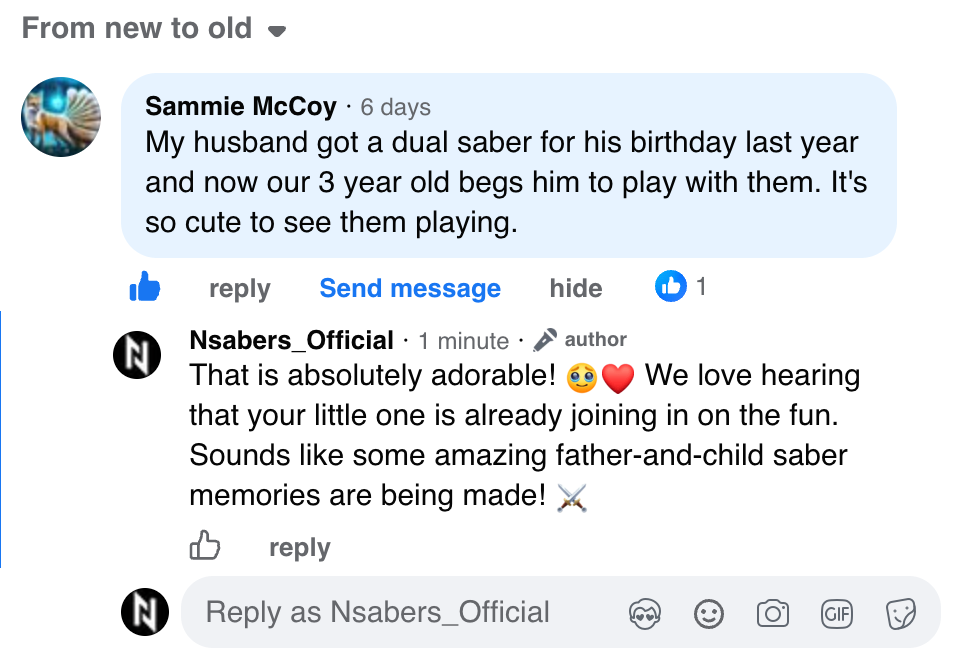 Facebook comment from Sammie McCoy with NSABERS reply