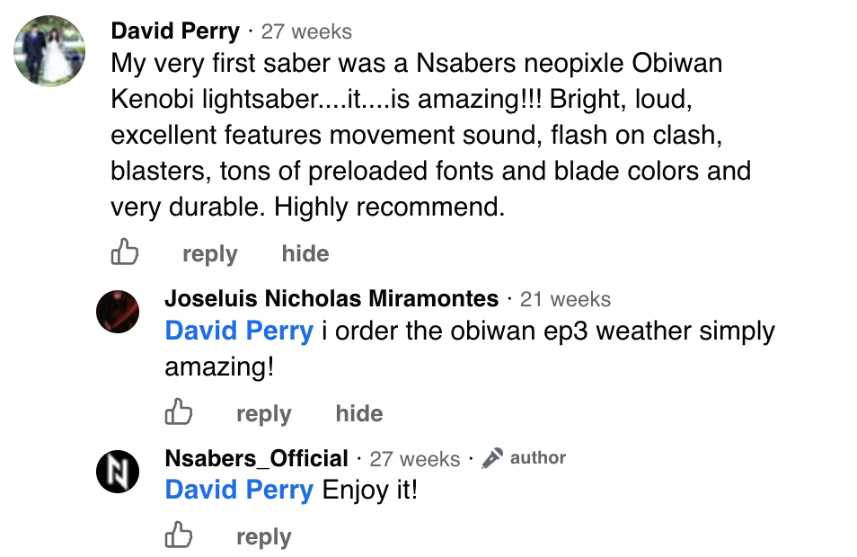 Facebook comment from David Perry with NSABERS reply