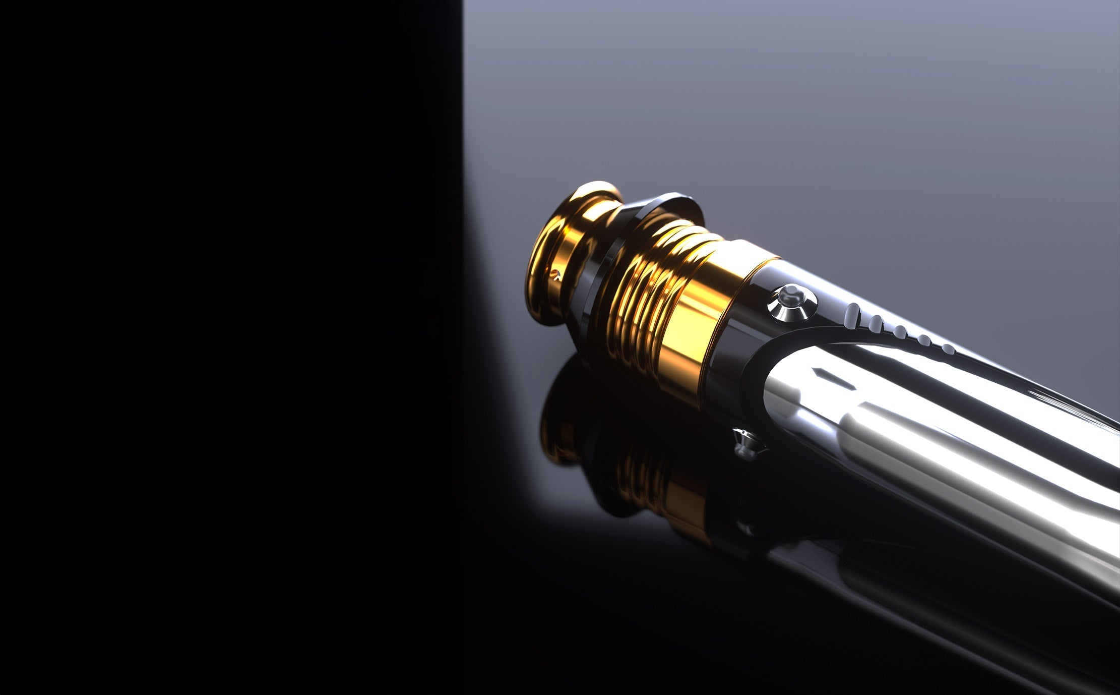 A premium illuminated saber in a cinematic setting